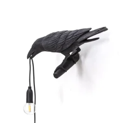 Bird Lamp Black Looking Left OUTDOOR