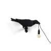 Bird Lamp Black Looking Right OUTDOOR
