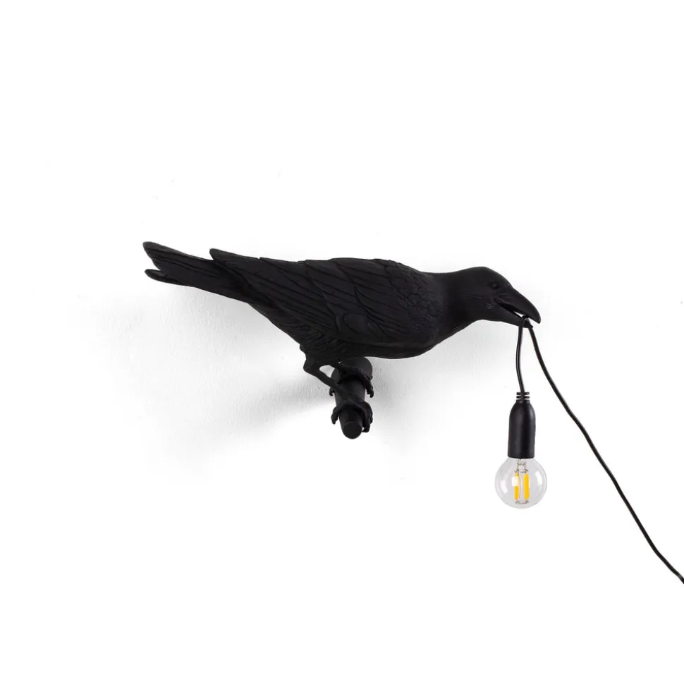 Bird Lamp Black Looking Right OUTDOOR