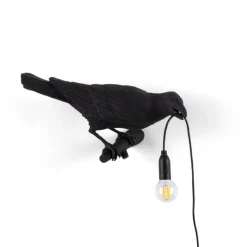 Bird Lamp Black Looking Right OUTDOOR