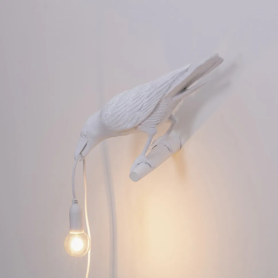 Bird Lamp White Looking Left