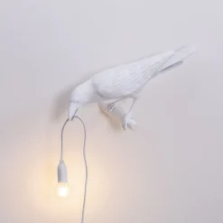 Bird Lamp White Looking Left