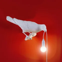 Bird Lamp White Looking Left