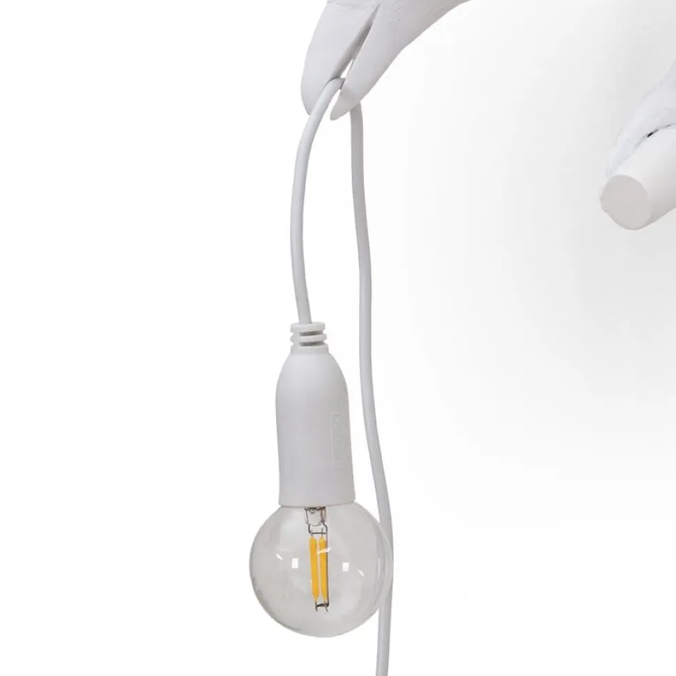 Bird Lamp White Looking Left OUTDOOR