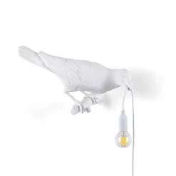 Bird Lamp White Looking Right OUTDOOR