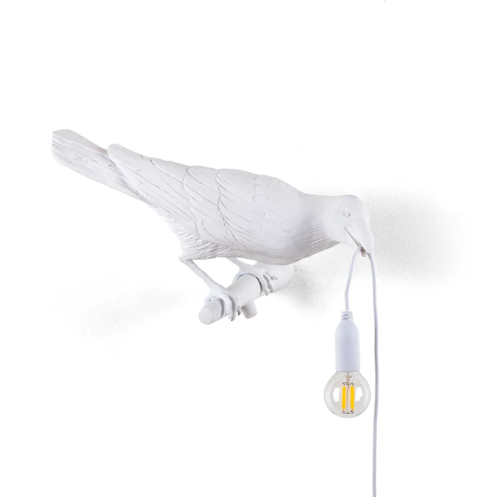 Bird Lamp White Looking Right OUTDOOR