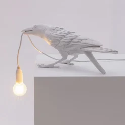 Bird Lamp White Playing