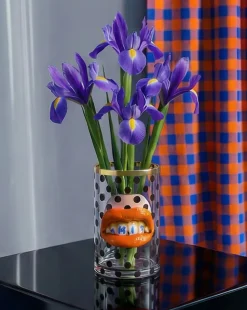 Glass Vase Shit Pois Cylindrical small