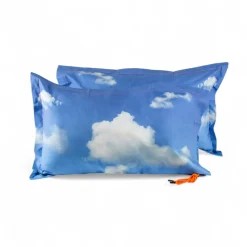 Pair of cotton pillowcases - NUVOLE 50X80 CIELO