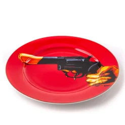 Porcelain Plate Revolver Gold Border