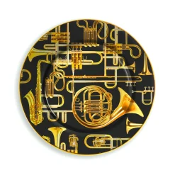Porcelain Plate Trumpets Gold Border