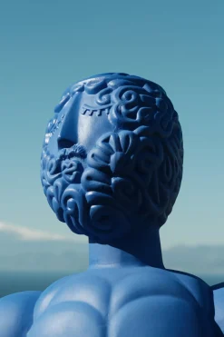 Terracotta Bust Man Blue