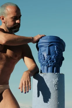 Terracotta Vase Man Blue