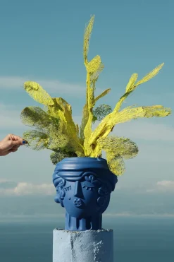 Terracotta Vase Women Blue