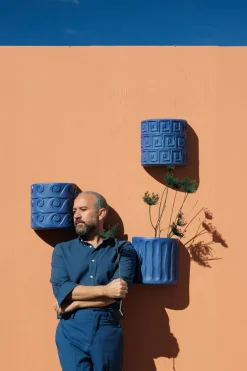 Terracotta Wall Vase Dorico Blue